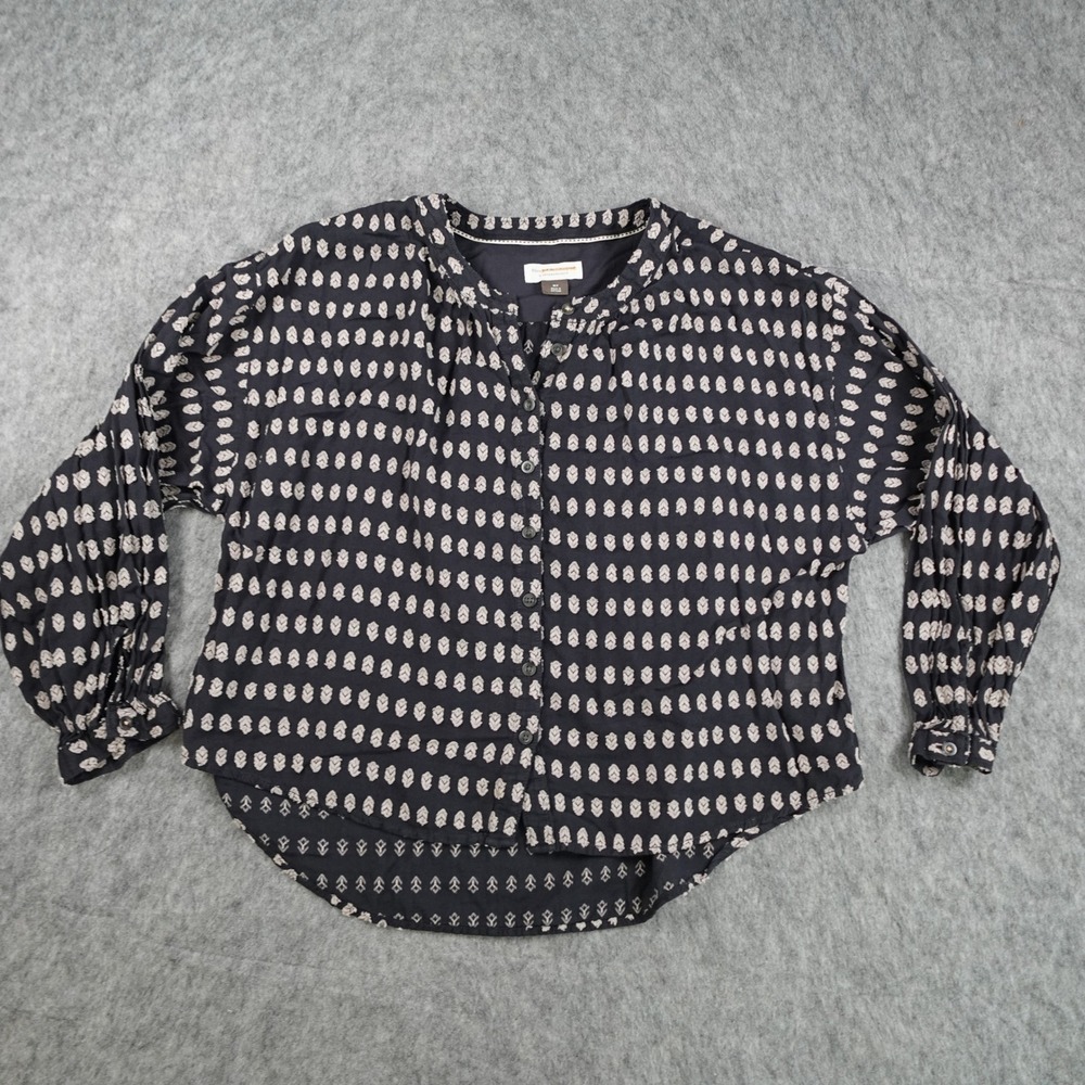 Pilcro Top Women Medium Petite Navy Tavi Textured Button Down Anthropologie
